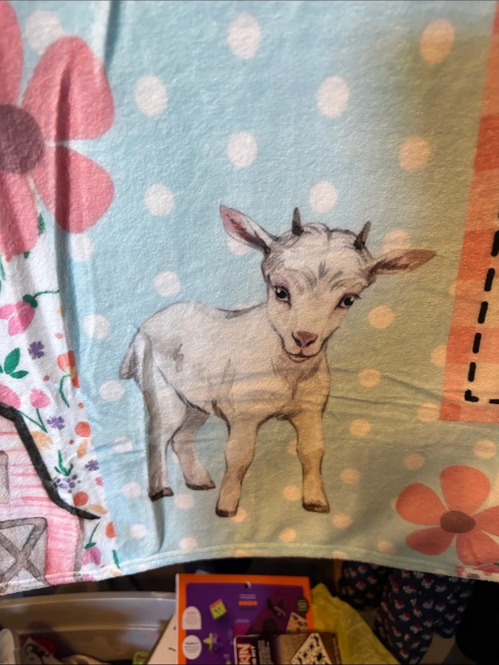 Pastel Farm Animal Patchwork Throw Blanket by 50x60